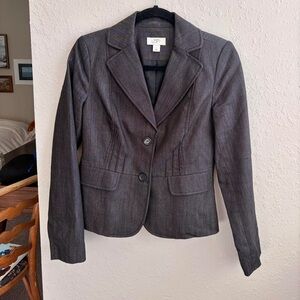 Ann Taylor Loft dark grey denim blazer / tailored jacket